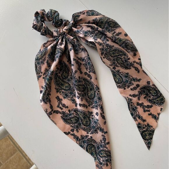 Floral Scrunchie Scarf Design Knotted Hair Accessory Bow - Picture 1 of 4